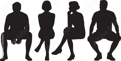 people seated outdoor silhouettes set