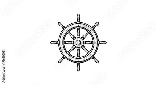 Vintage Ship's Helm Wheel, Nautical Navigation, Marine Control, Old Wooden Steering Wheel