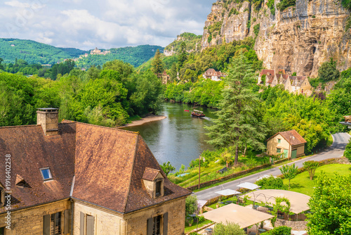 View of Dordogne River from La Roque-Gageac, France, historic French travel destination