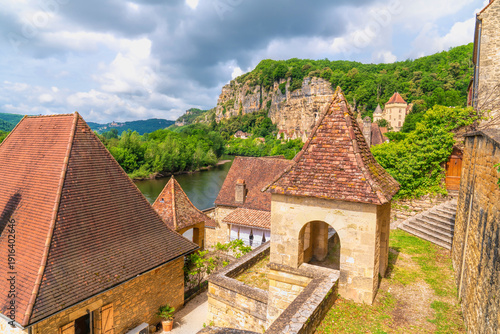 La Roque-Gageac, France, architecture and buildings in historic French travel destination by the Dordogne River
