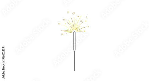 Sparkler Firework Celebration Light Burst Isolated on White Background