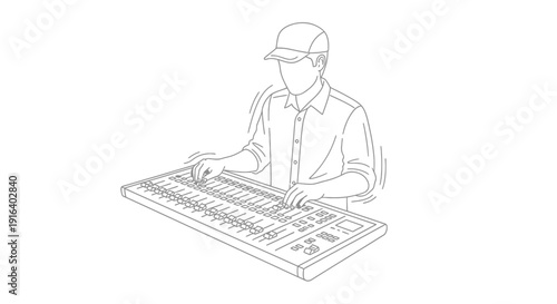 Sound Engineer Operating Audio Mixer Board for Live Event or Studio Production