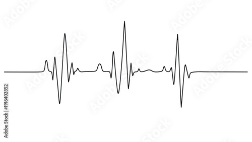 Minimalist black and white heartbeat ecg line art symbolizing life, health, and medical heart rate monitoring functions.