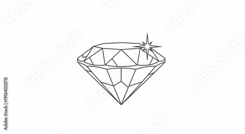 Sparkling Diamond Gemstone Icon - Clean Line Art Illustration