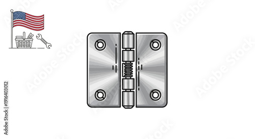 Spring Loaded Butt Hinge with American Flag and Toolbox Icon