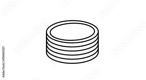 Stack of Coins Icon, Simple Line Art Illustration of Money Savings and Financial Growth