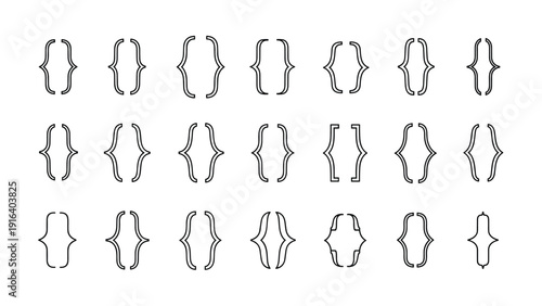 Collection of various bracket and brace symbols in different styles for coding, mathematics, and graphic design projects.
