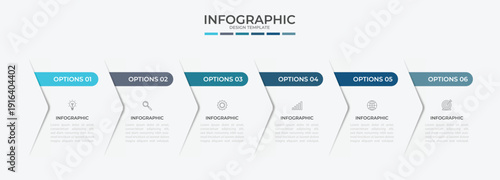 Vector Infographic design business template with icons and 6 options or steps. Can be used for process diagram, presentations, workflow layout, banner, flow chart, info graph
