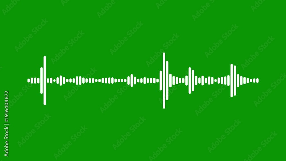 White audio bars visualizer green screen, modern sound wave frequency ...