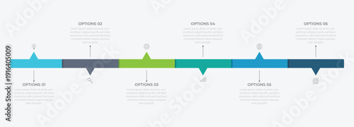 Business infographic 6 important events to success. Annual report, Business presentation template. Vector illustration.