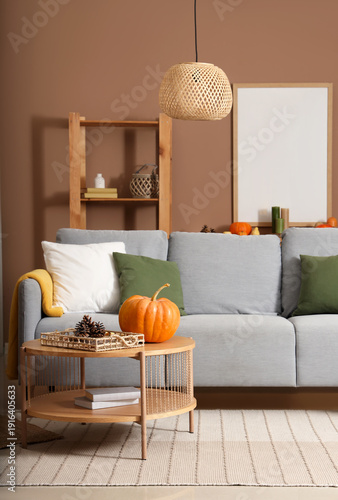 Cozy sofa, coffee table wit...