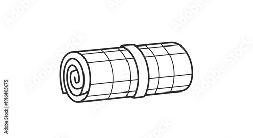 Rolled sleeping bag with strap, camping gear, outdoor equipment, travel accessory