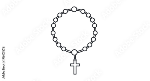 Rosary Beads with Cross - Catholic Prayer Necklace Icon