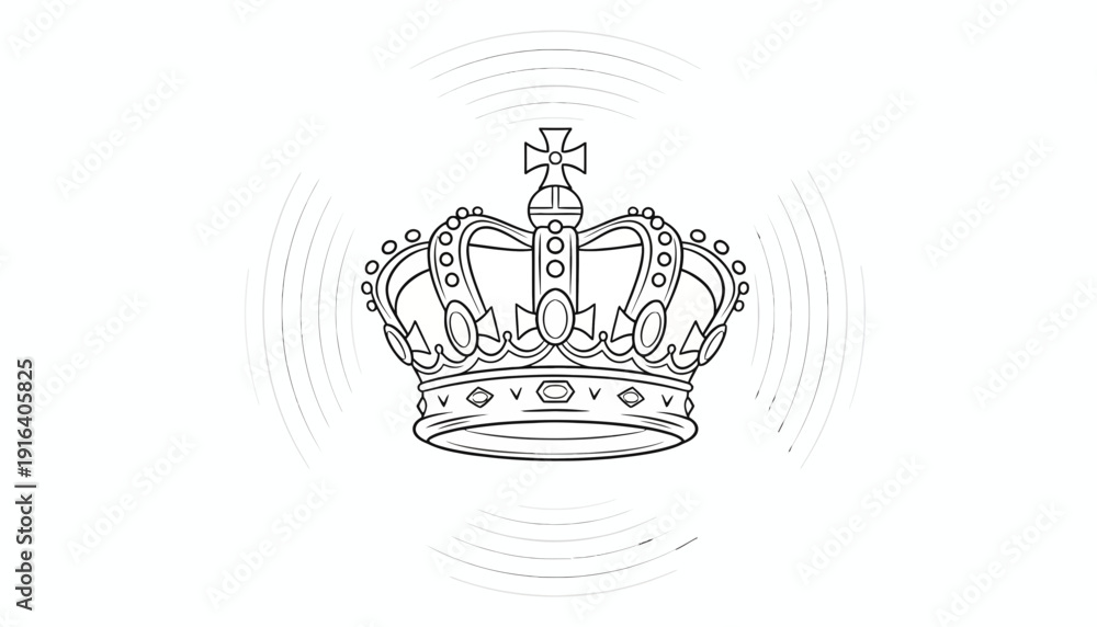 Obraz premium Royal Crown with Sound Waves Effect