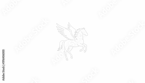 Outline of Pegasus, the mythical winged horse, in flight against a white background.