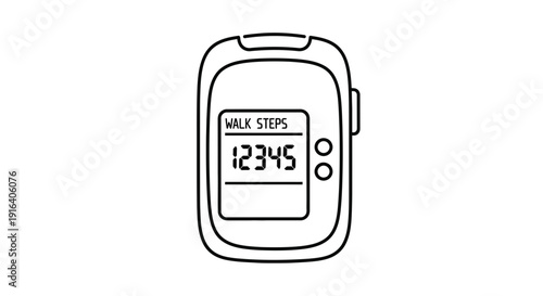Pedometer Device Showing 12345 Steps - Health and Fitness Tracker Icon