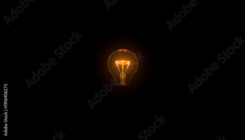 Glowing incandescent light bulb