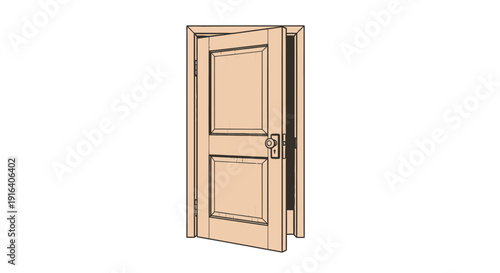 Open Interior Door, Light Wood, Simple Design, Entering New Space Concept