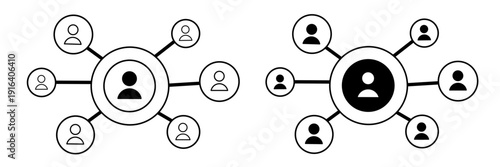 Social Network Connection Community Black and White Vector Icon Illustration