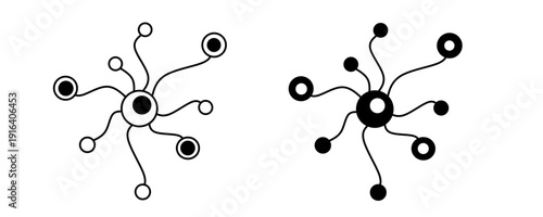 Abstract Science Network Cell Neuron Connection Black and White Vector Illustration