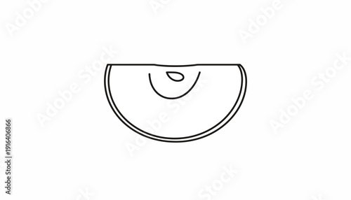 Minimalist apple slice outline, simple, clean, isolated on white background, healthy food concept