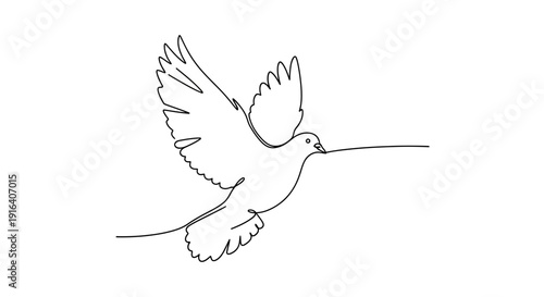 Minimalist Dove Bird Flying Line Art, Symbol of Peace and Freedom