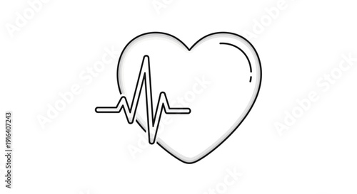 Heartbeat EKG Line and Heart Symbol Icon, Medical Health Care Concept