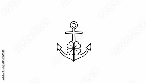 Lucky Anchor Tattoo Design: Clover and Nautical Symbol