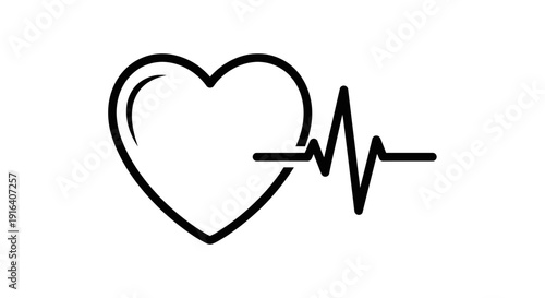 Heartbeat Line Icon: Health, Cardiology, Medical ECG Symbol