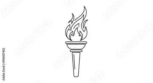 Illustration of a flaming torch, symbol of knowledge, victory, and inspiration