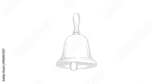 Hand Drawn Sketch of a Classic Bell with Wooden Handle
