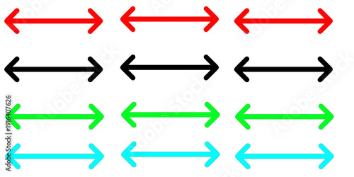 Set of circle left arrow icons for navigation and back button in black and green colors.