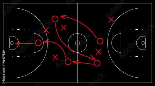 Hand draw strategy game, tactics for American football, ice hockey, field hockey, soccer, football, basketball, handball, sketched marker, isolated design elements.