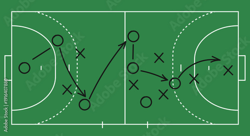 Hand draw strategy game, tactics for American football, ice hockey, field hockey, soccer, football, basketball, handball, sketched marker, isolated design elements.