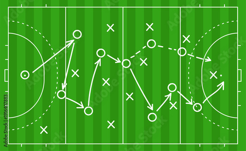 Hand draw strategy game, tactics for American football, ice hockey, field hockey, soccer, football, basketball, handball, sketched marker, isolated design elements.