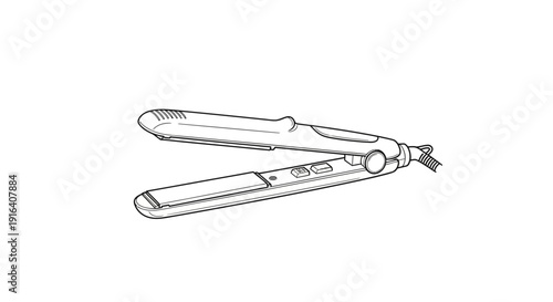 Hair Straightener Flat Iron - Line Art Illustration