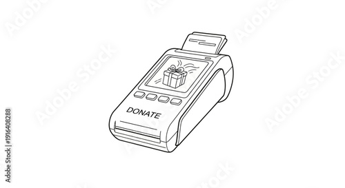 Donate Button on Credit Card Machine with Gift Icon - Online Donation Concept