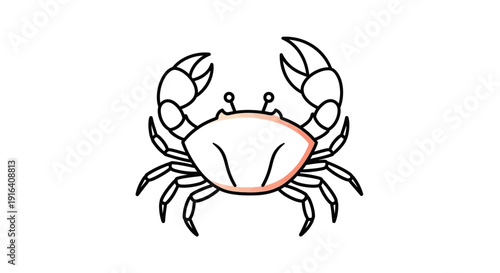 Cute Crab Illustration - Simple Line Art with Pink Accent