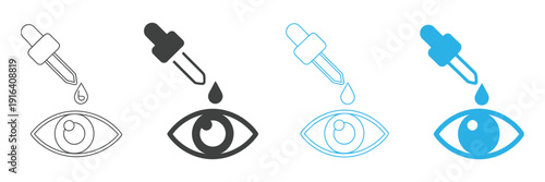 Eye drop icon set, eye health and eye drops bottle symbols, modern vector illustration for healthcare, ophthalmology