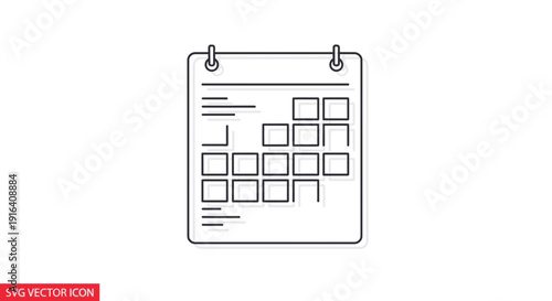 Calendar Icon Outline, Minimalist Design, Planning and Organization Concept