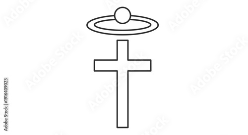 Christian Cross with Halo Symbol, Religious Iconography, Faith and Spirituality