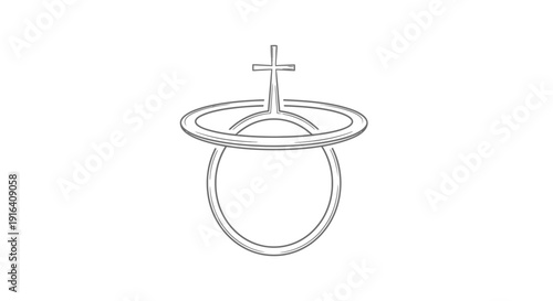 Christian Symbol: Cross and Rings, Abstract Religious Iconography, Spiritual Concept