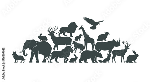 Wild Animal Silhouette Collection in Multiple Poses