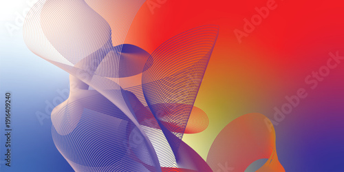 Bisque red and navy abstract shape grainy gradient background with black backdrop and noisy texture for wide banner poster and header design