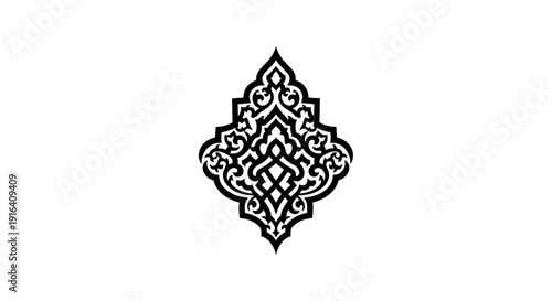 Intricate Black Ornamental Design Element Shape.