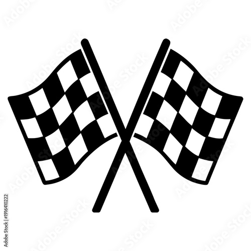 Automotive Sport Race Flags Icon Isolated on White.