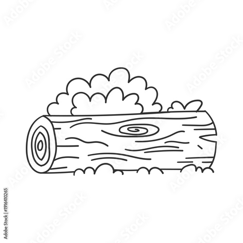 A black and white illustration of a log with smoke coming out of it