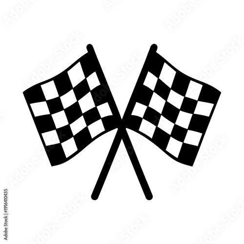 Checkered Race Flag Cross Icon Vector on White Background.