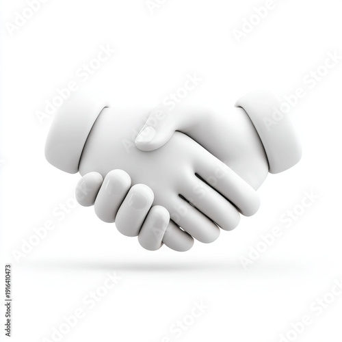 3D business handshake icon, white background, PNG,
