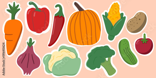 Set of hand drawn cute vector Vegetables  